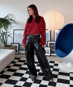 FRANKIE LS STRIPED SHIRT - RED/CHOCO