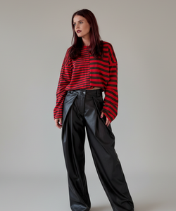 FRANKIE LS STRIPED SHIRT - RED/CHOCO