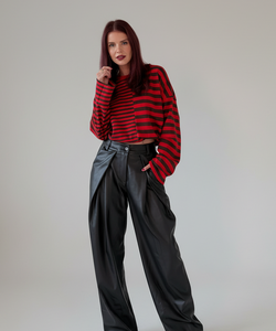 FRANKIE LS STRIPED SHIRT - RED/CHOCO