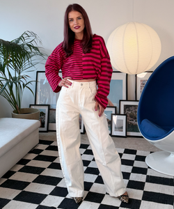 FRANKIE LS STRIPED SHIRT - FUCHSIA FUDGE
