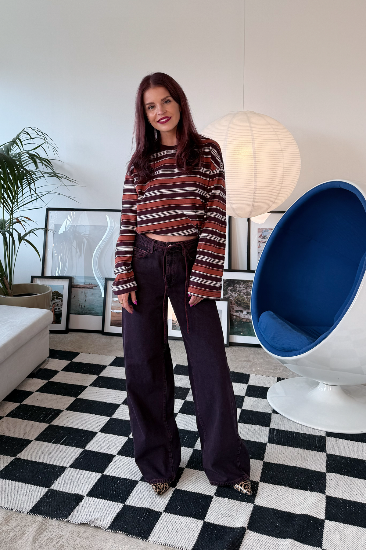 LUX STRIPED SHIRT - ORANGE/BORDEAUX