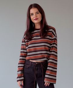 LUX STRIPED SHIRT - ORANGE/BORDEAUX