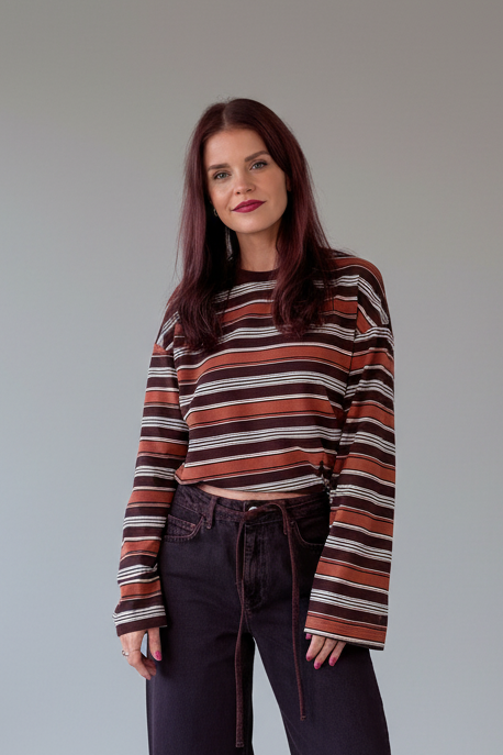 LUX STRIPED SHIRT - ORANGE/BORDEAUX