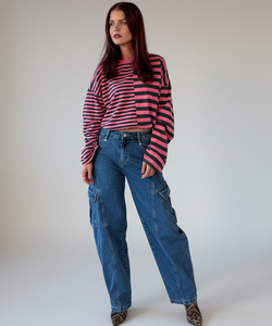 FRANKIE LS STRIPED SHIRT - PINK/GREEN