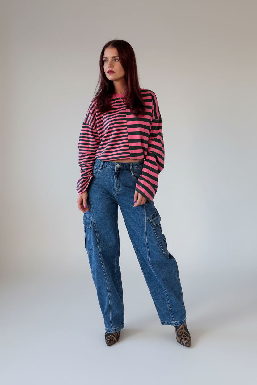 FRANKIE LS STRIPED SHIRT - PINK/GREEN
