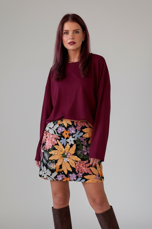 HILDE SEQUIN SKIRT - ORANGE