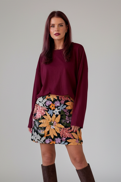 HILDE SEQUIN SKIRT - ORANGE