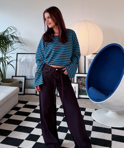 SAMMIE STRIPED SHIRT - BLUE/CHOCO