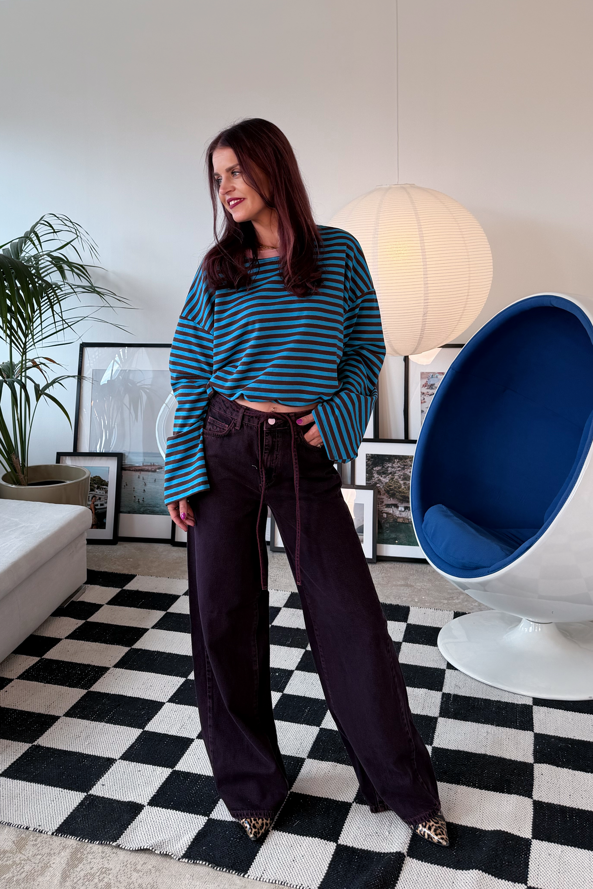SAMMIE STRIPED SHIRT - BLUE/CHOCO
