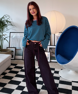 SAMMIE STRIPED SHIRT - BLUE/CHOCO