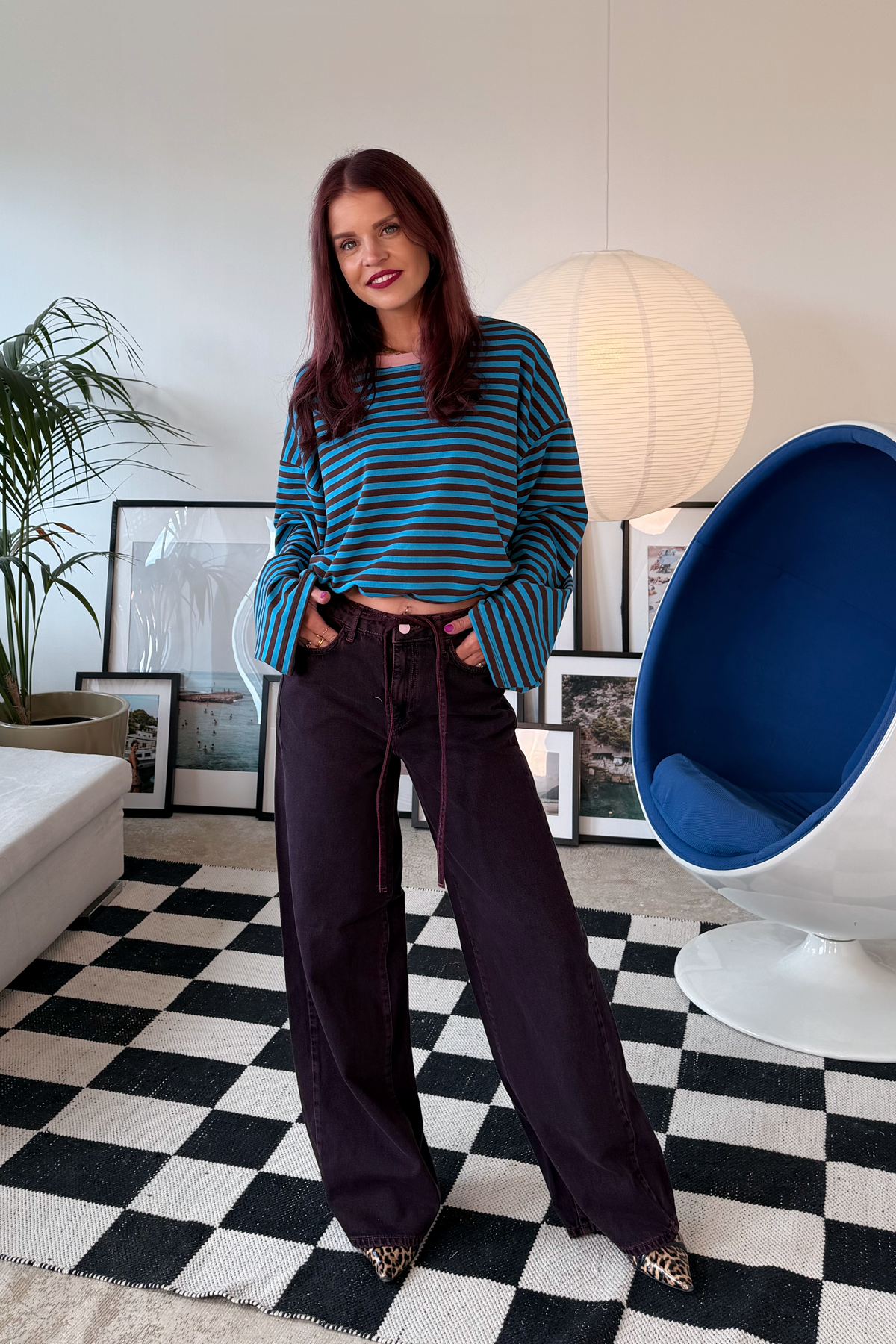 SAMMIE STRIPED SHIRT - BLUE/CHOCO