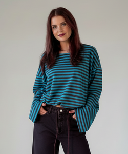 SAMMIE STRIPED SHIRT - BLUE/CHOCO