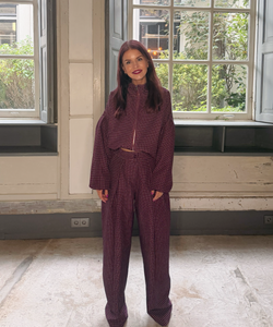 DEAN CHECKED PLEATED PANTS - BORDEAUX