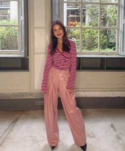 DEAN PU PLEATED PANTS - OLD PINK