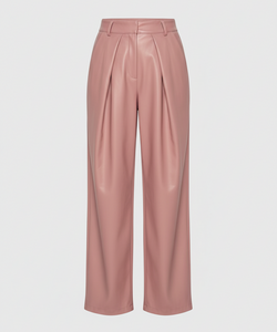 DEAN PU PLEATED PANTS - OLD PINK