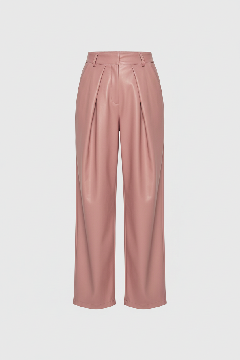 DEAN PU PLEATED PANTS - OLD PINK