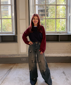 EMBROIDERY PALAZZO JEANS - TEXAS DIRTY BLUE
