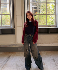 EMBROIDERY PALAZZO JEANS - TEXAS DIRTY BLUE