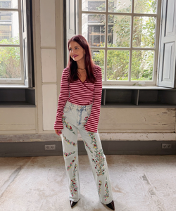 RAMY STRIPED TOP - BORDEAUX/PINK