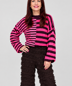 FRANKIE KNIT PULLOVER - FUCHSIA / FUDGE