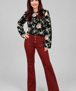 SOPHIE FLARED LEG JEANS - FIRED BRICK