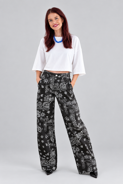 MEES PAISLEY BARREL JEANS - BROWN