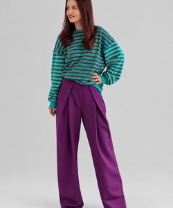 BLAKE STRIPED PULLOVER - AQUA/BROWN