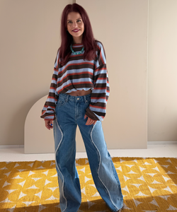MACE STRIPED PULLOVER - BLUE/BROWN