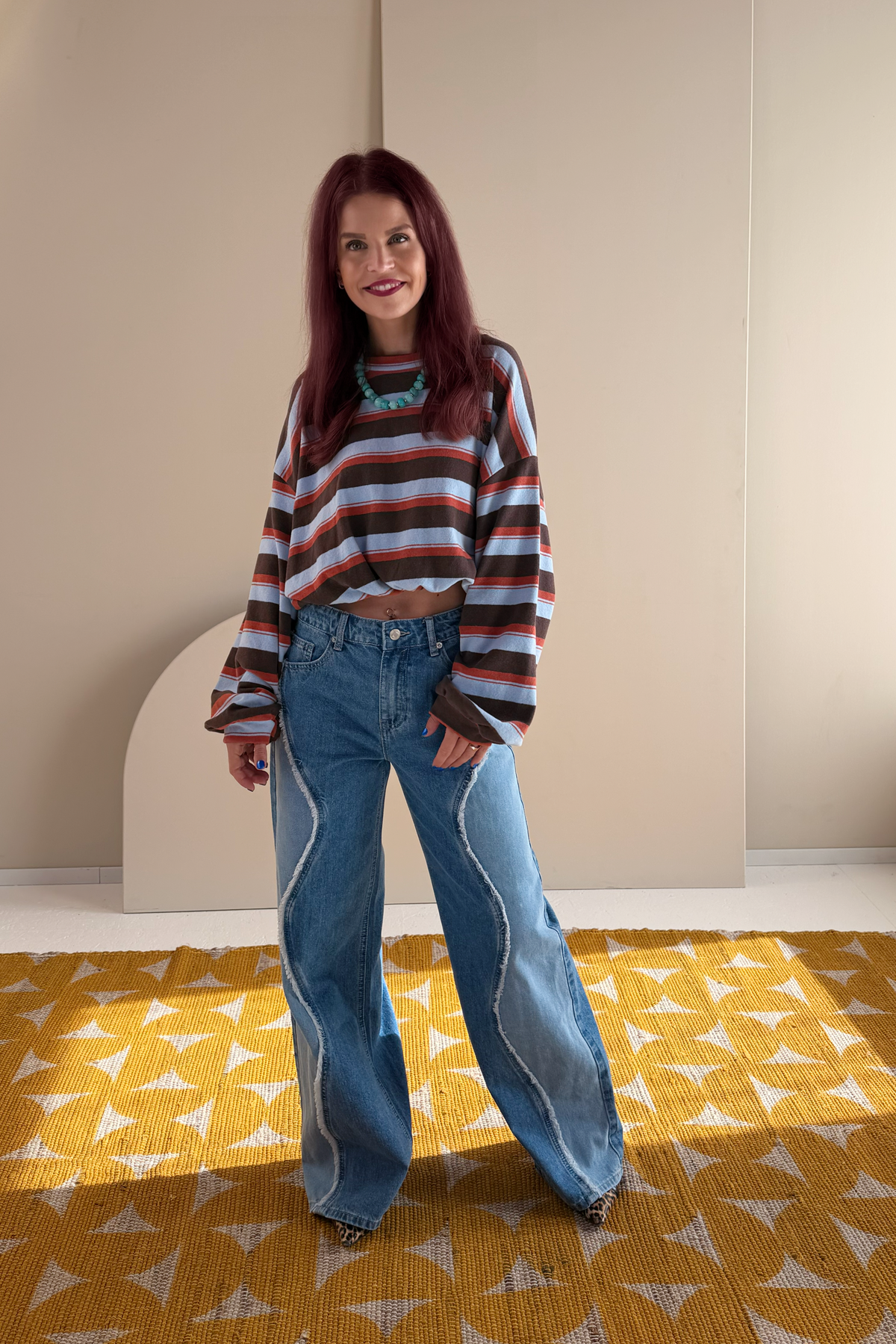 MACE STRIPED PULLOVER - BLUE/BROWN