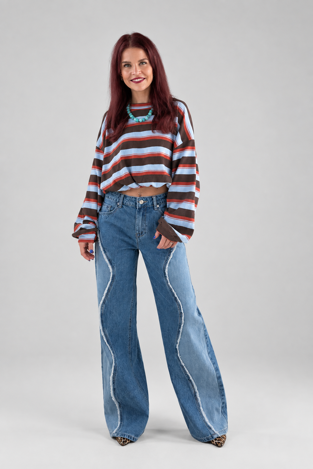 MACE STRIPED PULLOVER - BLUE/BROWN