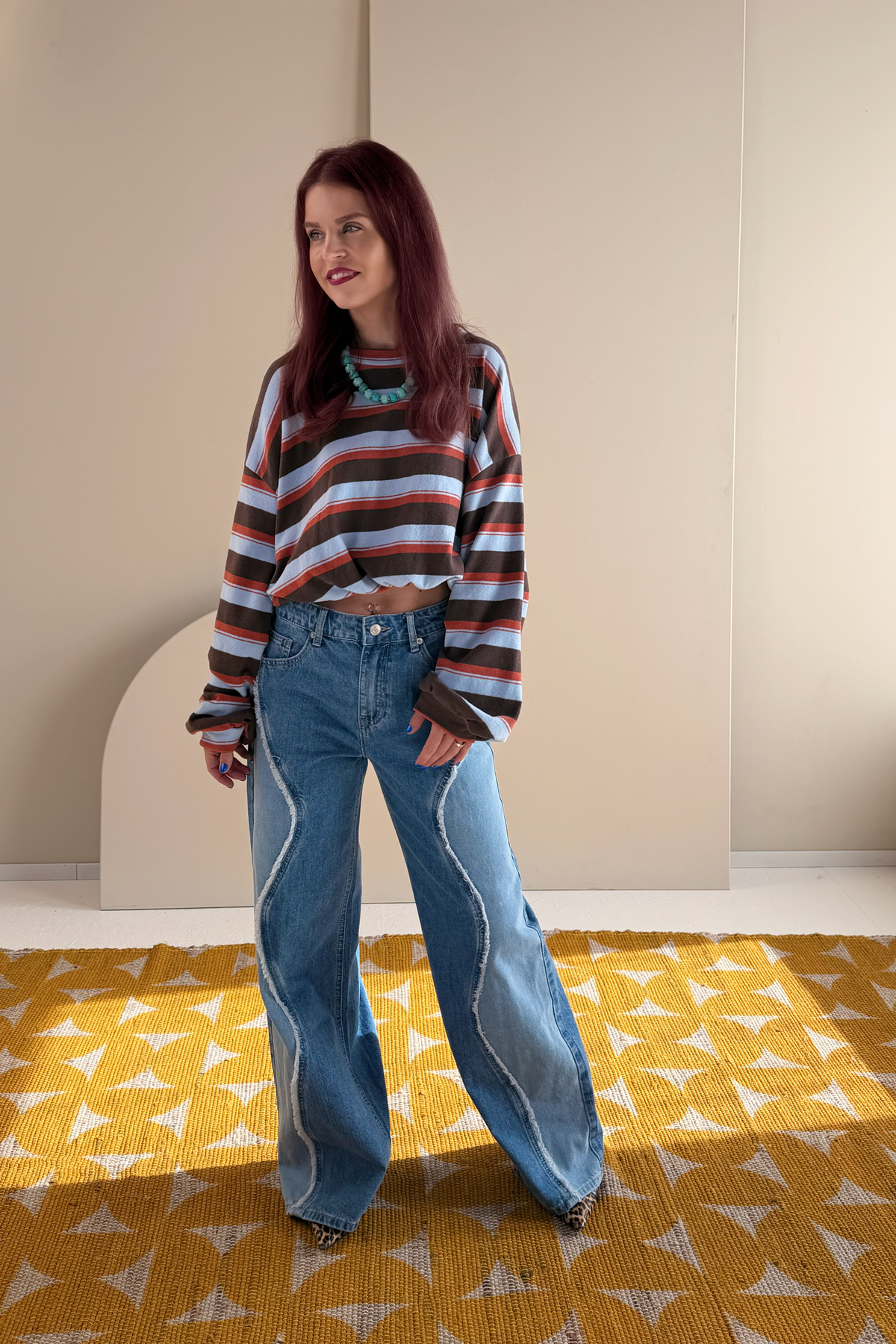 MACE STRIPED PULLOVER - BLUE/BROWN