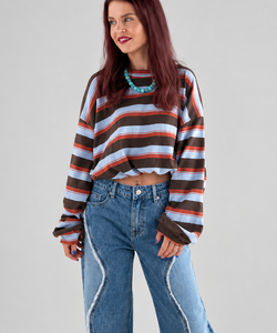 MACE STRIPED PULLOVER - BLUE/BROWN