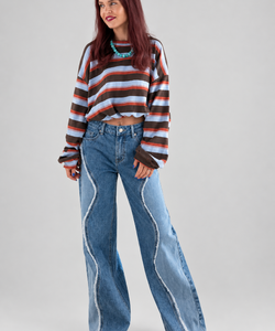 MACE STRIPED PULLOVER - BLUE/BROWN