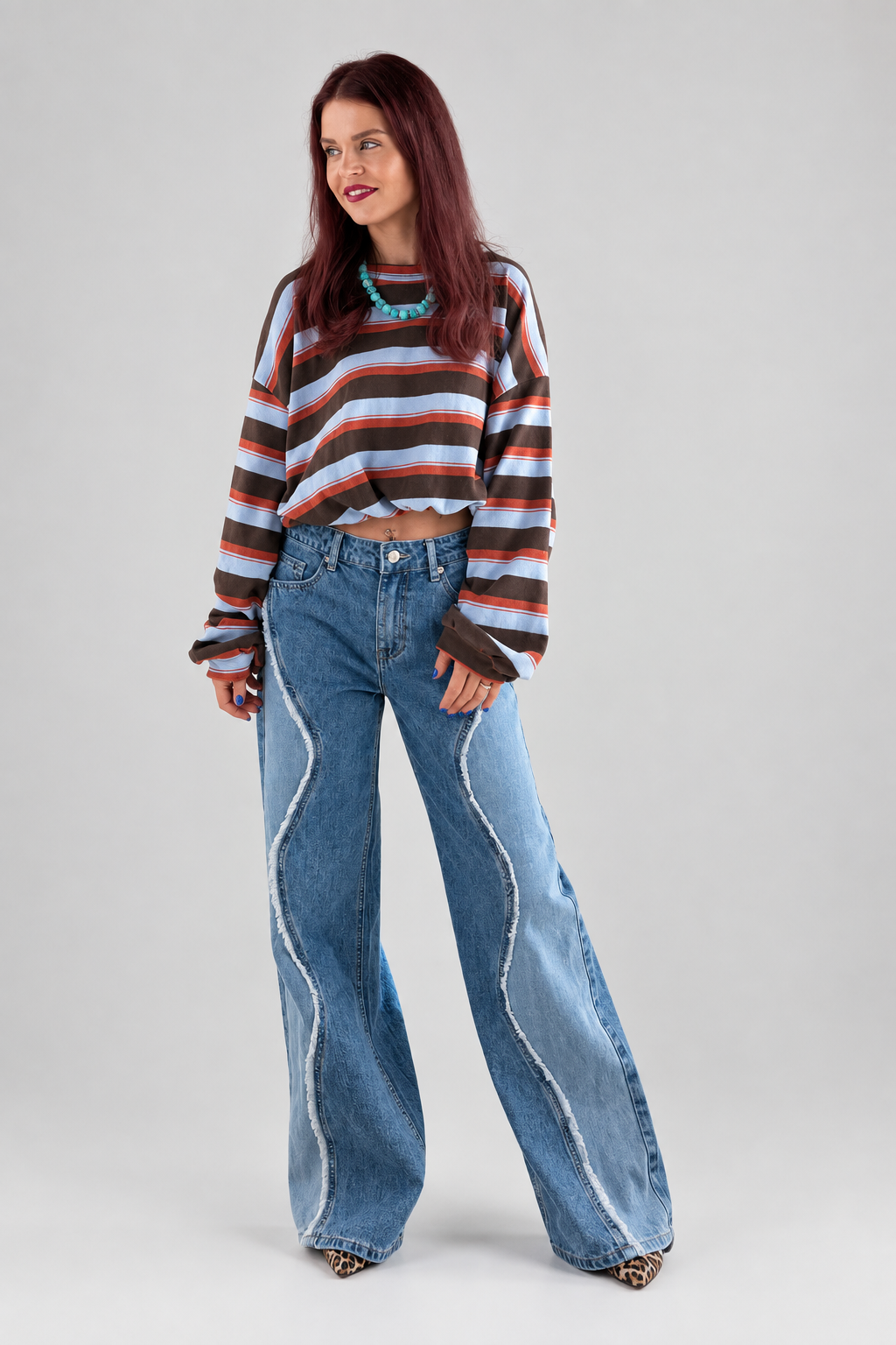 MACE STRIPED PULLOVER - BLUE/BROWN