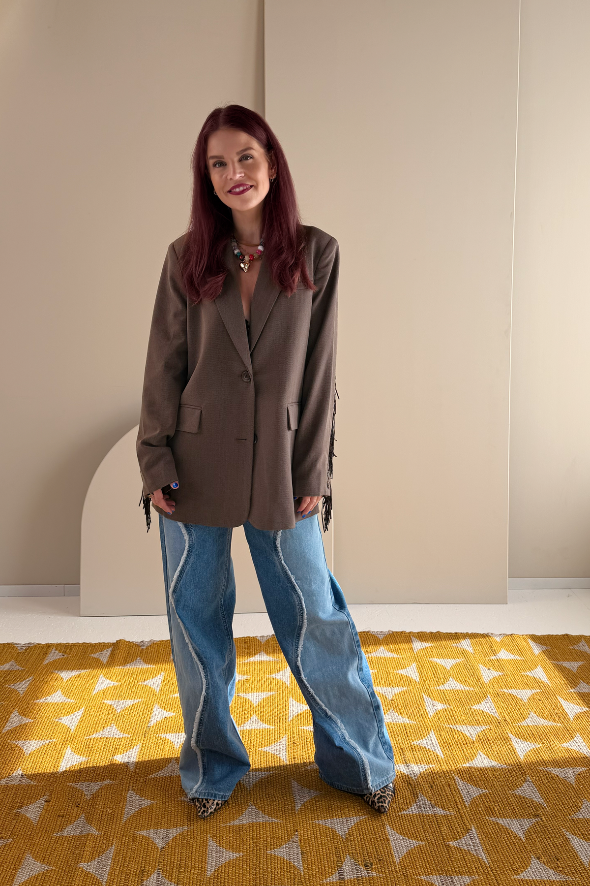 NÜMPH | LIPPA FRINGE BLAZER - CHOCOLATE PLUM