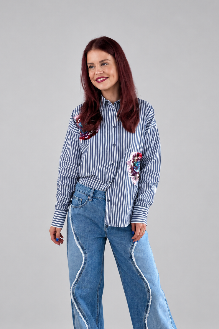 NÜMPH | ELFA OVERSIZE SHIRT - SALUTE BLUE