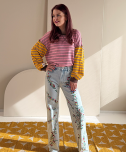 BLAKE STRIPED PULLOVER - PINK/YELLOW