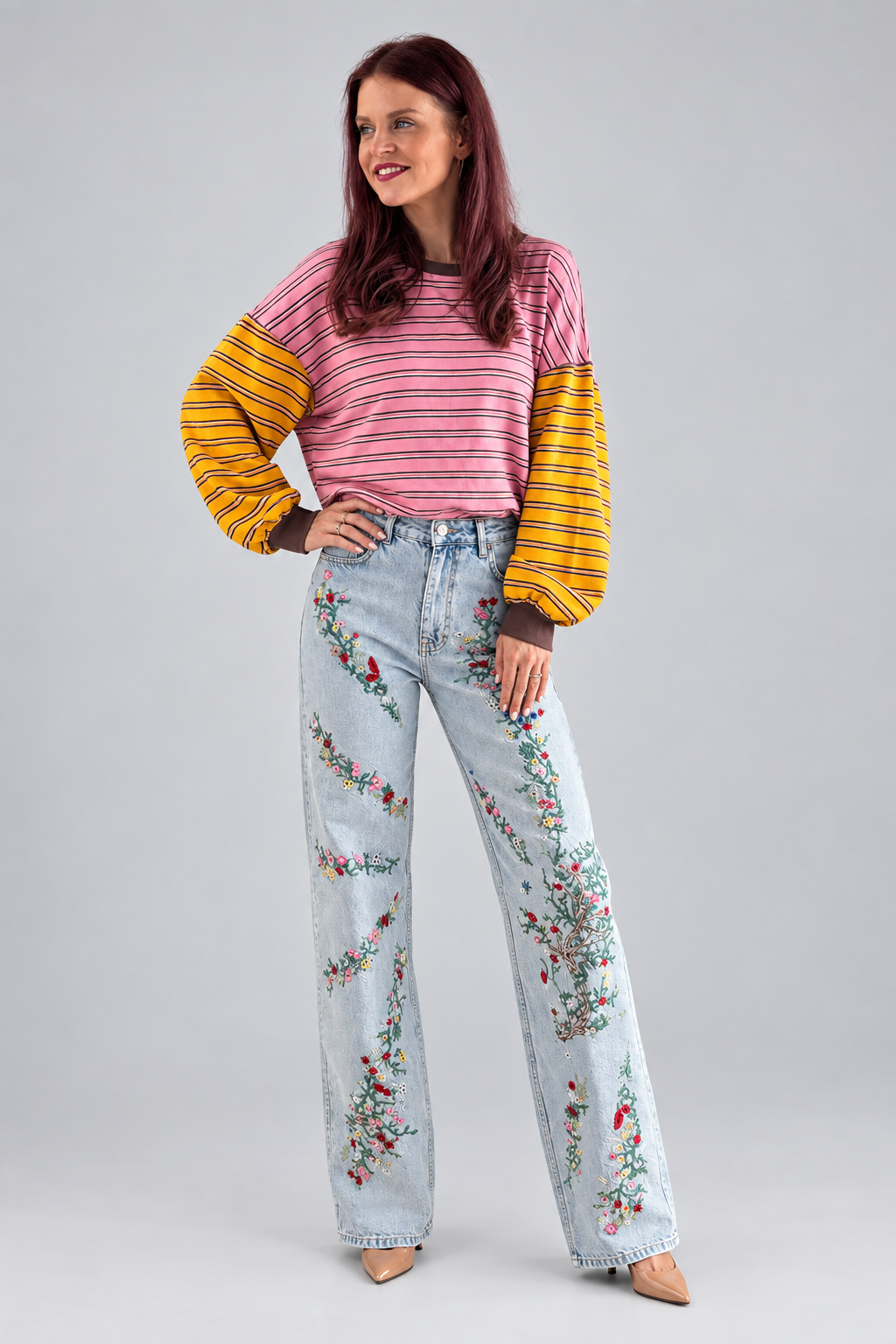 BLAKE STRIPED PULLOVER - PINK/YELLOW