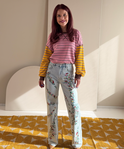 BLAKE STRIPED PULLOVER - PINK/YELLOW