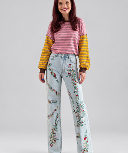 BLAKE STRIPED PULLOVER - PINK/YELLOW