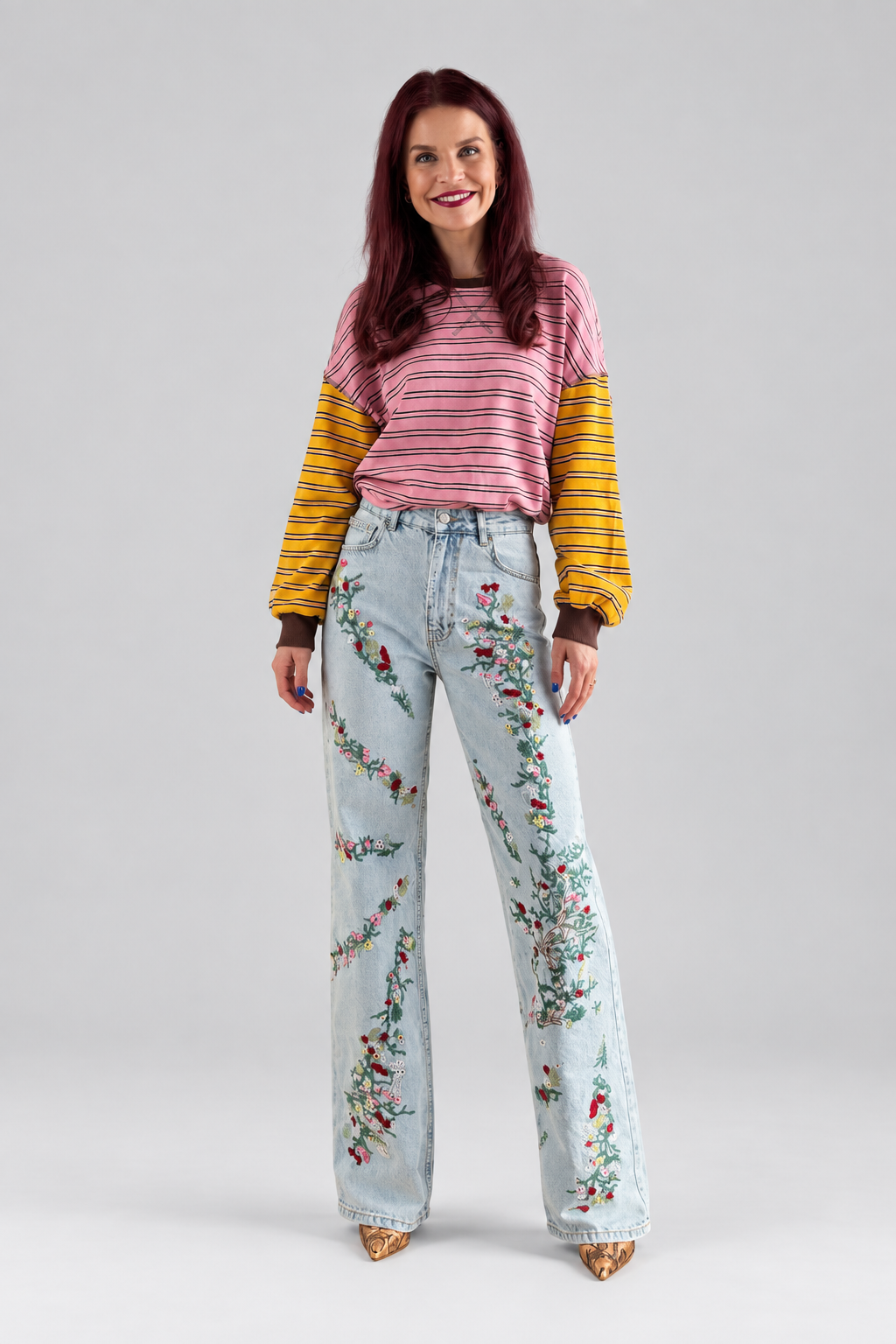 BLAKE STRIPED PULLOVER - PINK/YELLOW