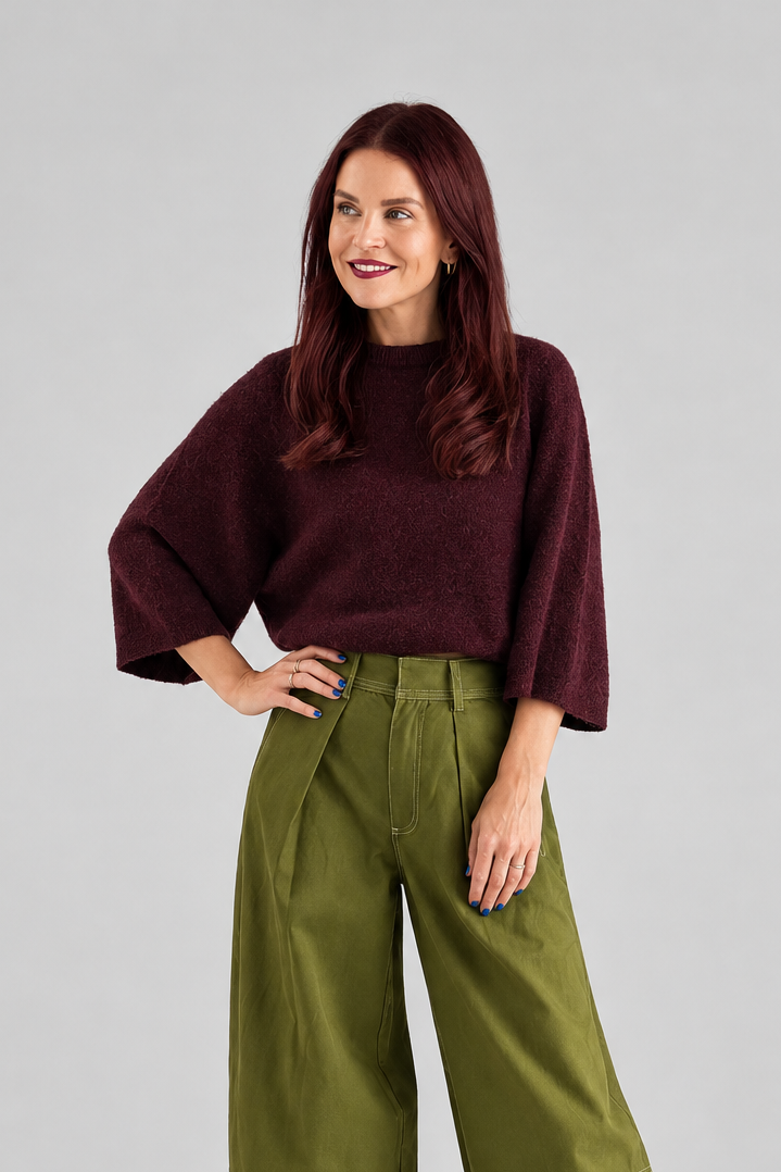MIGNON WOOL PULLOVER - BORDEAUX