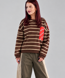 TED STRIPED LONGSLEEVE - BROWN/RED
