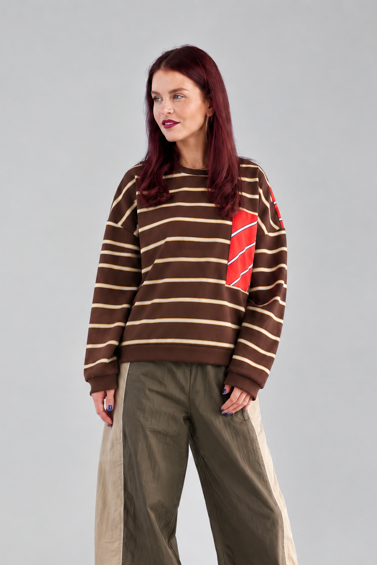 TED STRIPED LONGSLEEVE - BROWN/RED