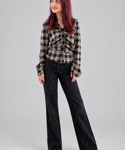 BONNYE WIDE LEG JEANS - RHINESTONE BLACK