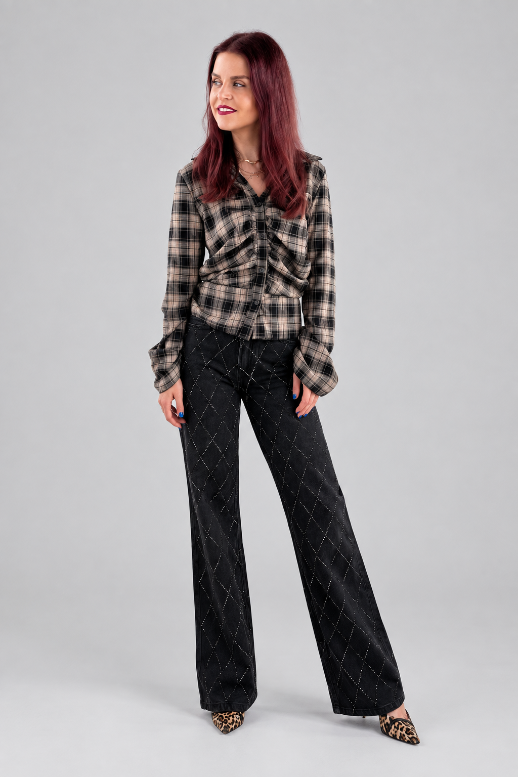 BONNYE WIDE LEG JEANS - RHINESTONE BLACK