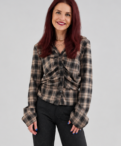 LUSH CHECKED SHIRT - CAMEL
