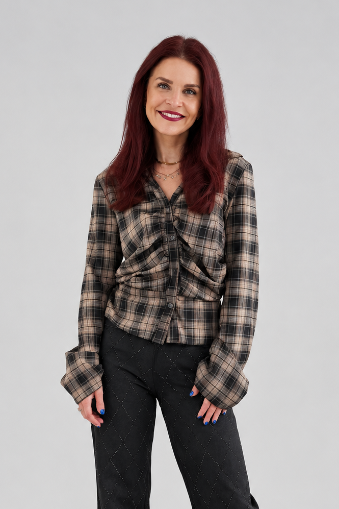 LUSH CHECKED SHIRT - CAMEL