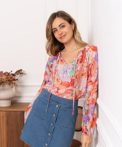 DUNJA FLOWER BLOUSE - ORANGE