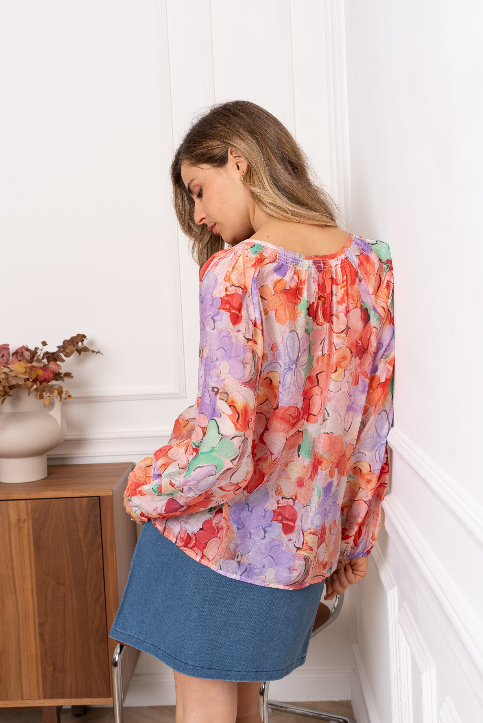 DUNJA FLOWER BLOUSE - ORANGE